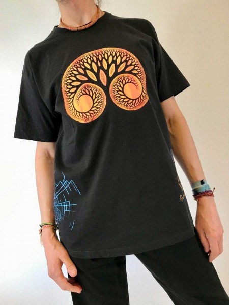 T-Shirt Fractal Tree schwarz uv unikat