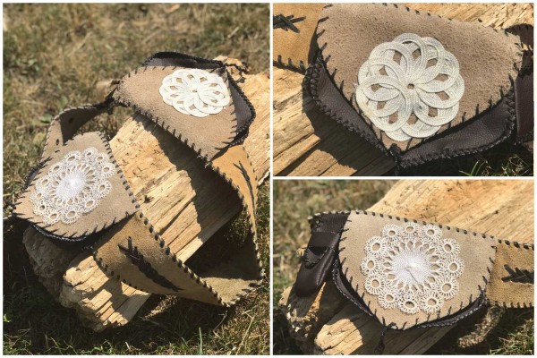 Handgemachte Gürteltasche aus recycletem Leder